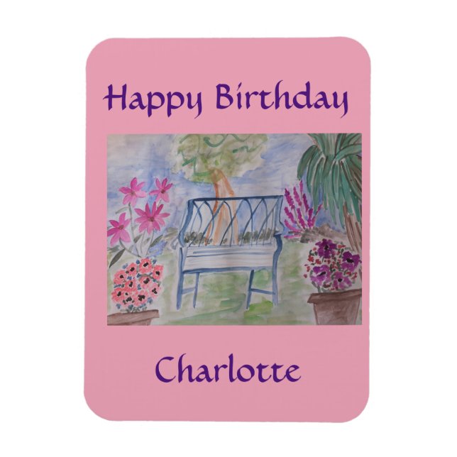 Summer Garden Bench  Magnet (Vertical)