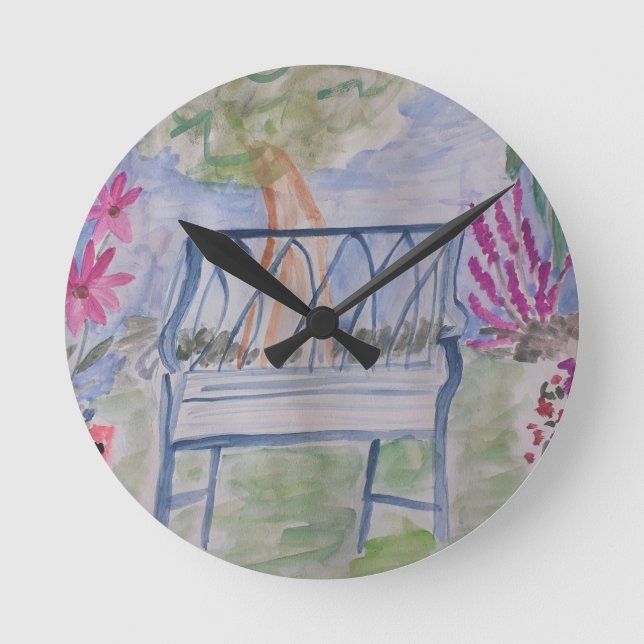 Summer Garden Bench  Round Clock (Front)