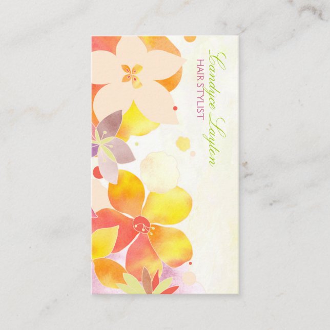 Summer Garden Breeze Hair Stylist Business Card (Front)
