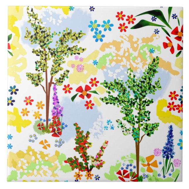 Summer garden ceramic tile (Front)