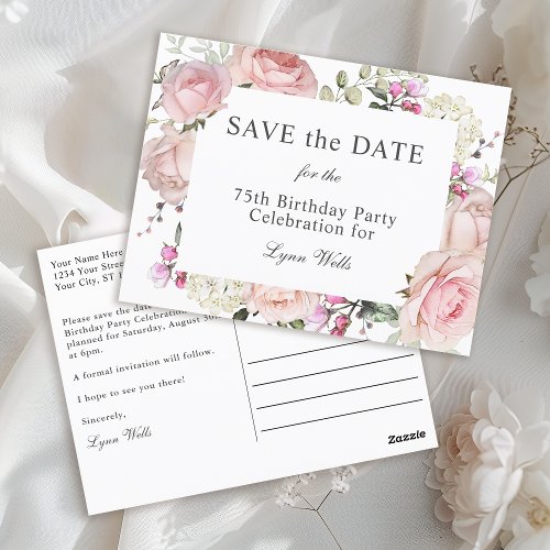 Summer Garden Floral 75th Birthday Save The Date