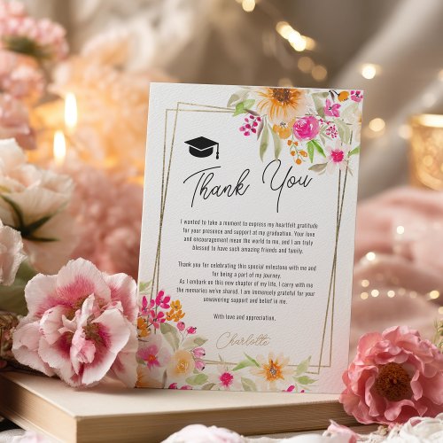 Summer garden floral gold photo graduation