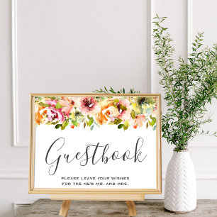 Summer Garden Floral Guestbook Wedding Poster