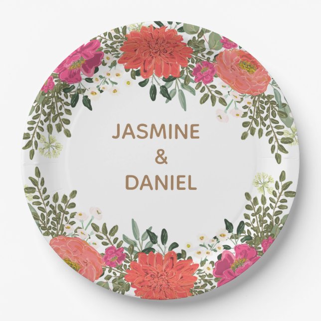 Summer Garden Floral Joy Paper Plates (Front)