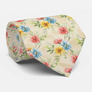 Summer Garden Floral Pattern Neck Tie