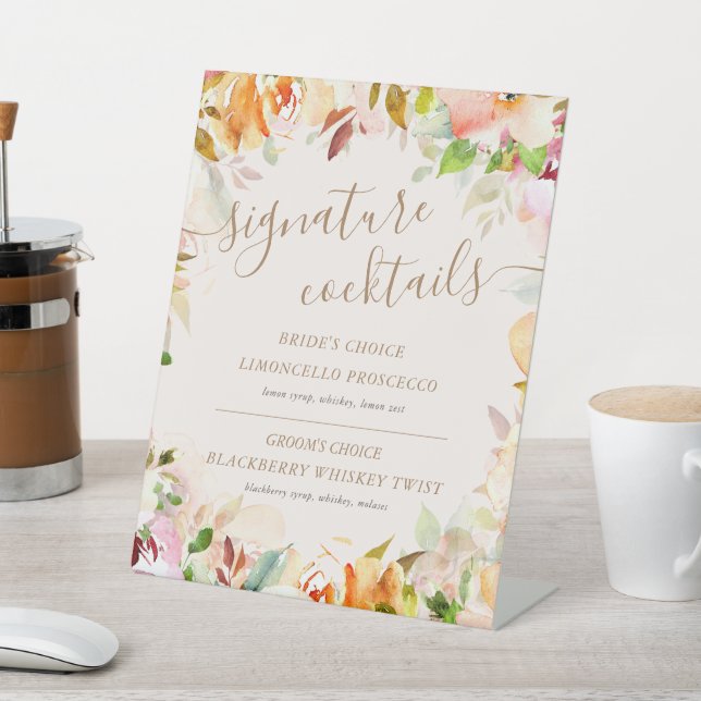 Summer Garden Floral Signature Cocktail Sign (In SItu)