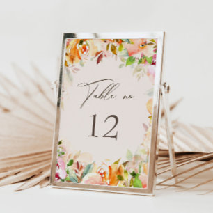 Summer Garden Floral Table Number Seating Card