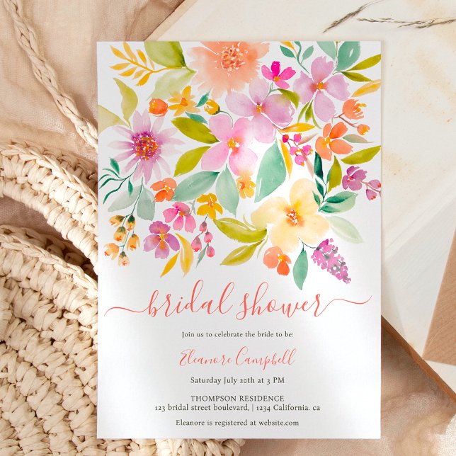 Summer garden floral watercolor bridal shower invitation (Creator Uploaded)