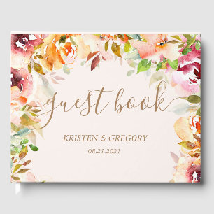 Summer Garden Floral Wedding Guest Book