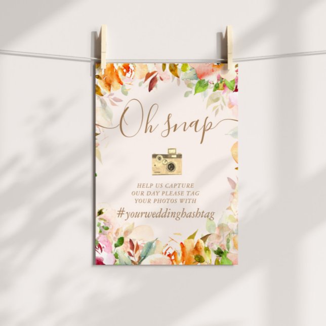 Summer Garden Floral Wedding Hashtag Sign (Creator Uploaded)