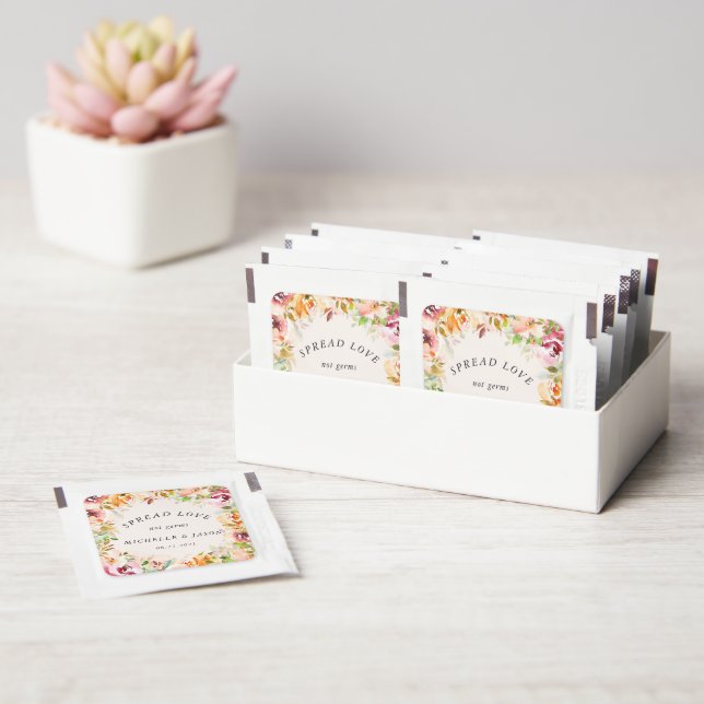 Summer Garden Floral Wedding Monogram Hand Sanitizer Packet (Insitu)