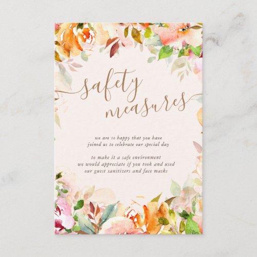 summer garden floral wedding safety measures enclosure card