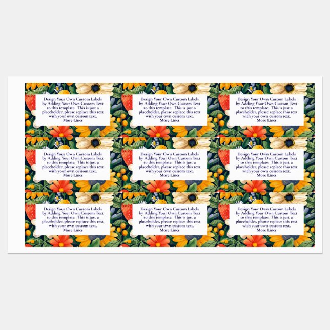 Summer Garden Flowers Strawberries Custom Labels (Sheet)