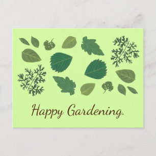 Summer Garden Leaves, Happy Gardening Postcards