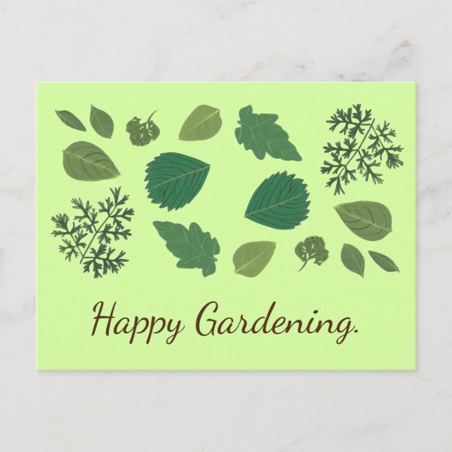 Summer Garden Leaves, Happy Gardening Postcards (Front)