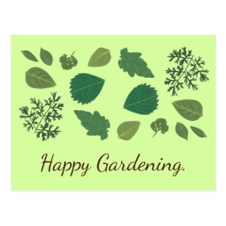Summer Garden Leaves, Happy Gardening Postcards