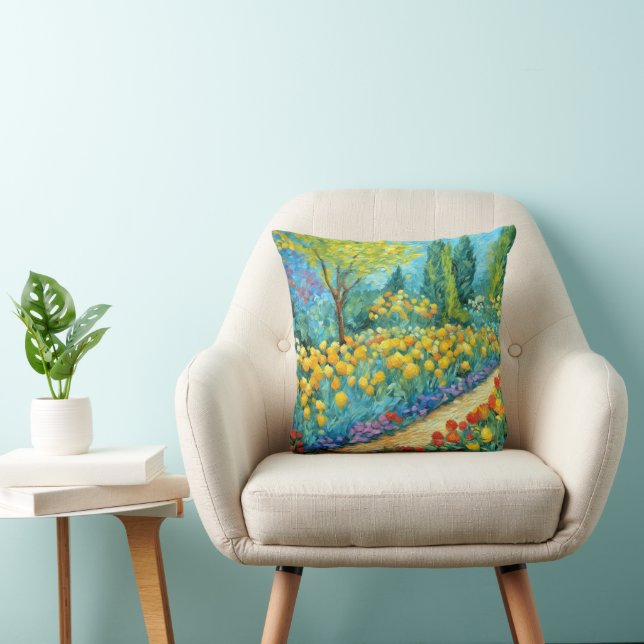 Summer Garden Painting Throw Pillow (Chair)