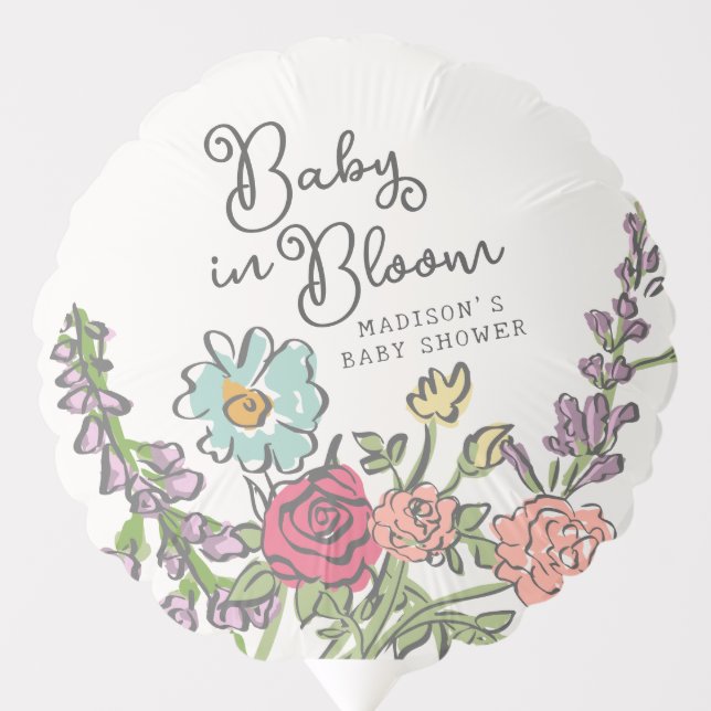 Summer Garden Party Bright Floral Baby Shower Balloon (Front)