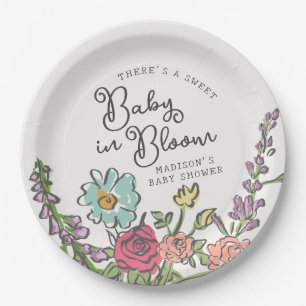 Summer Garden Party Bright Floral Baby Shower Paper Plates