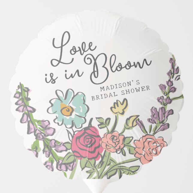 Summer Garden Party Bright Floral Bridal Shower Balloon (Front)