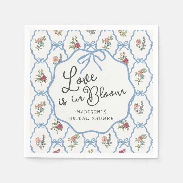 Summer Garden Party Bright Floral Bridal Shower Napkins (Front)