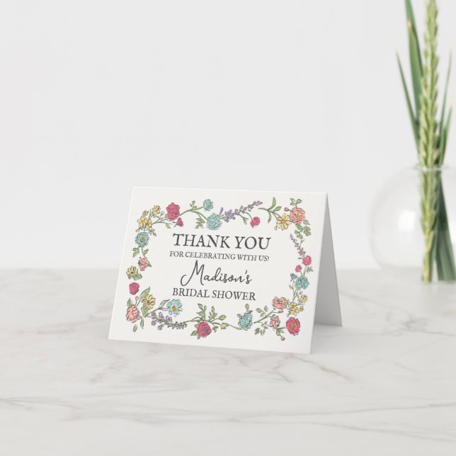 Summer Garden Party Bright Floral Thank You Cards (Front)