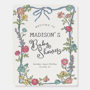 Summer Garden Party Floral Baby Shower Welcome Foam Board