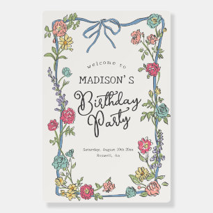 Summer Garden Party Floral Birthday Welcome Sign