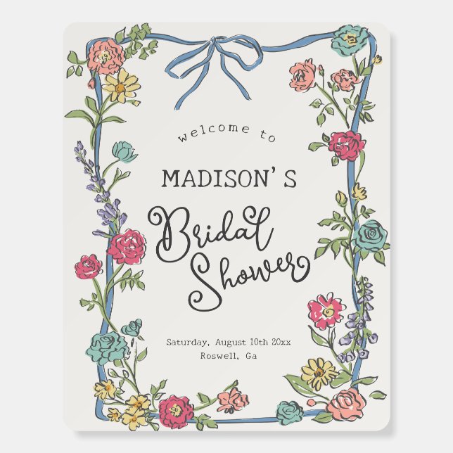 Summer Garden Party Floral Bridal Shower Welcome Foam Board (Front)