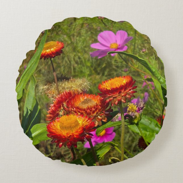 Summer garden round pillow (Front)