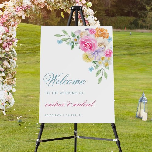 Summer Garden Tea Party Aesthetic Wedding Welcome Foam Board