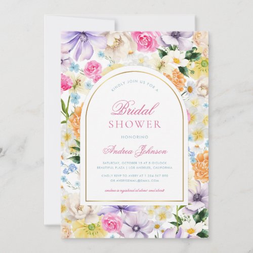 Summer Garden Tea Party Chic Floral Bridal Shower Invitation