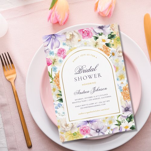 Summer Garden Tea Party Chic Floral Bridal Shower Invitation