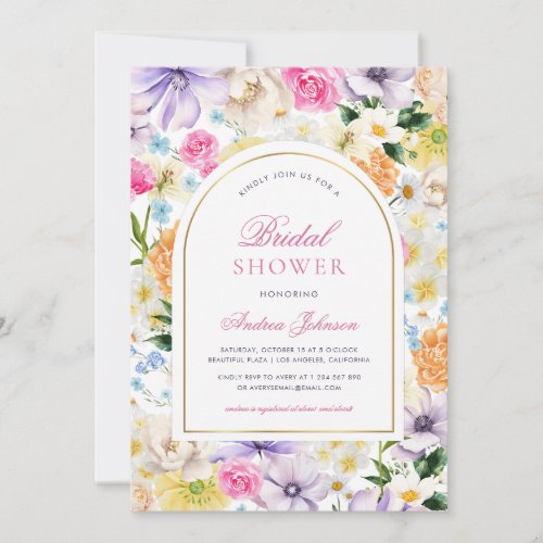 Summer Garden Tea Party Chic Floral Bridal Shower Invitation