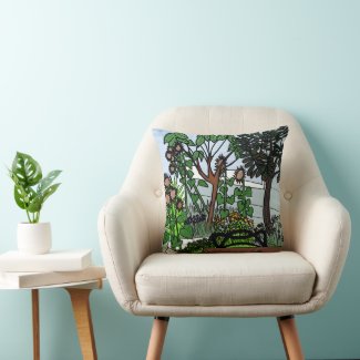 Summer Garden Throw Pillow (with Sunflowers)