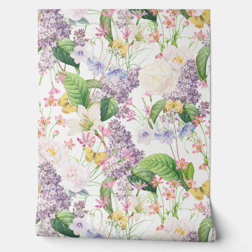 Summer Garden _ Vintage Redout Cottage Flowers  1 Wallpaper