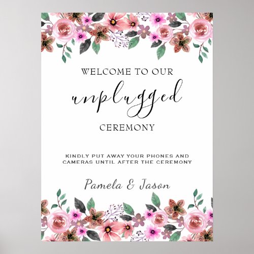 Summer Garden Watercolor Floral unplugged sign