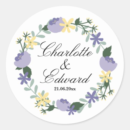 Summer Garden Watercolor Floral Wedding Classic Ro Classic Round Sticker