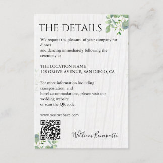 Summer Garden Watercolor Floral Wedding Enclosure Card