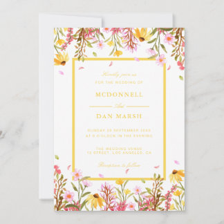 Summer Garden Watercolor Floral Wedding Invitation