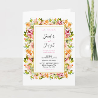 Summer Garden Watercolor Floral Wedding Invitation
