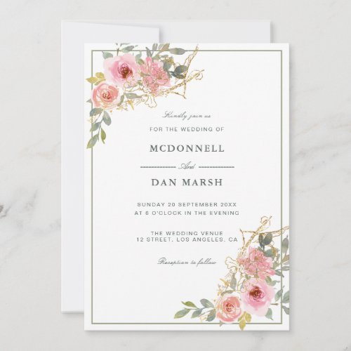 Summer Garden Watercolor Floral Wedding Invitation