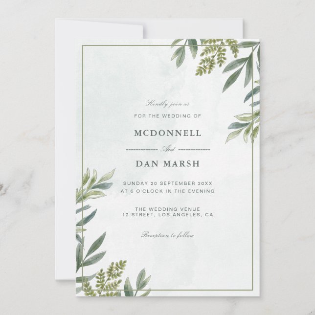 Summer Garden Watercolor Floral Wedding Invitation (Front)