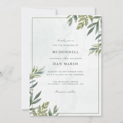 Summer Garden Watercolor Floral Wedding Invitation