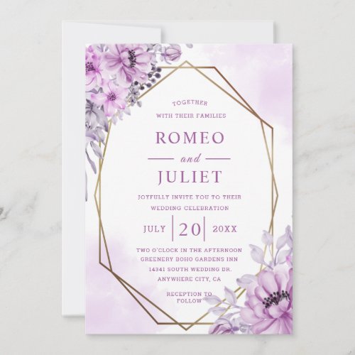 Summer Garden Watercolor Floral Wedding Invitation