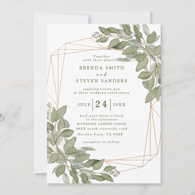 Summer Garden Watercolor Floral Wedding Invitation (Front)