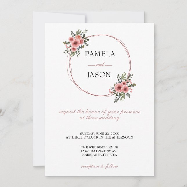 Summer Garden Watercolor Floral wedding Invitation (Front)