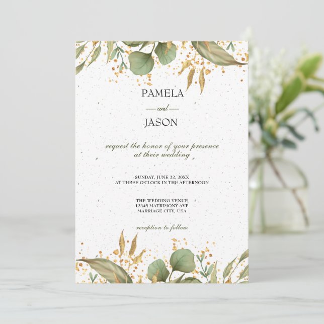 Summer Garden Watercolor Floral wedding Invitation (Standing Front)