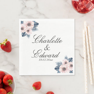 Summer Garden Watercolor Floral Wedding Napkins
