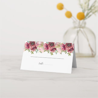 Summer Garden Watercolor Floral Wedding  Place Card